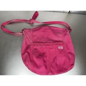 Vintage Shane Bright Pink Denim Multi Compartment Shoulder Bag Purse
